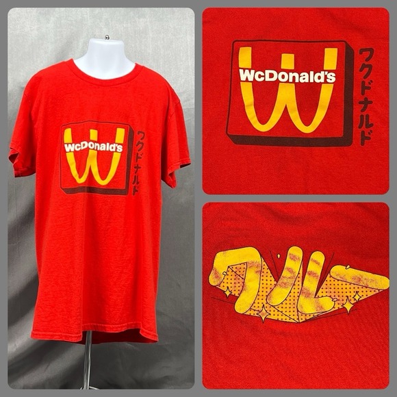 McDonald's Other - McDonalds‎ Anime WcDonalds T-Shirt Small Red Crew Member Work Employee Gildan